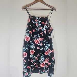 BP Mini Linen Dress‎ Size Large Black Pink Floral
